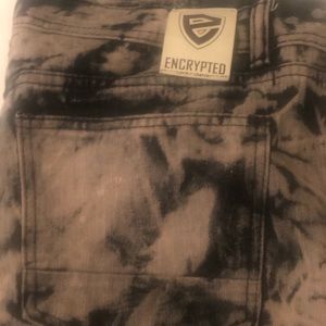 Distressed mens jeans, trendy, acid black & grey